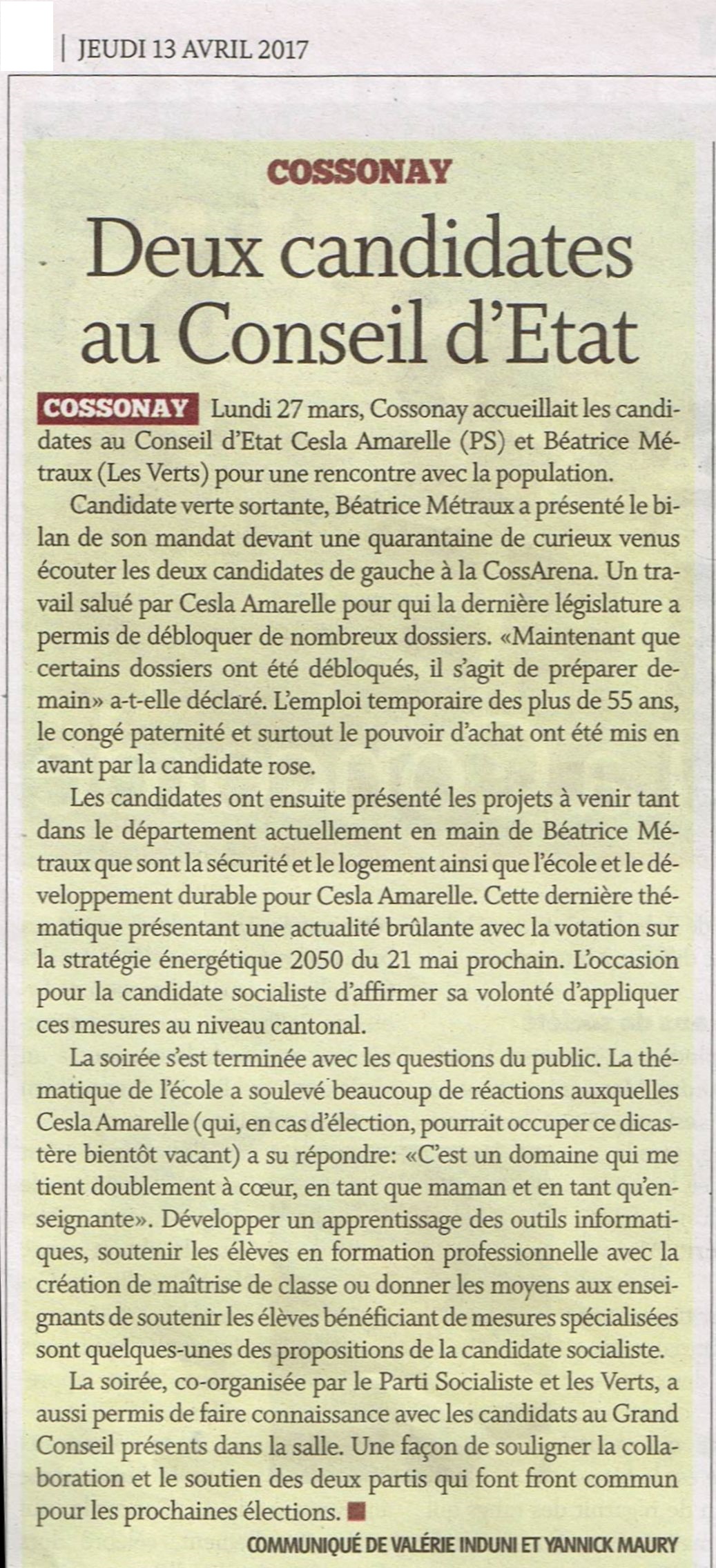 2 Candidats au conseil d'état