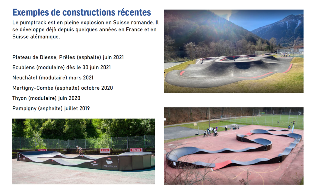 Exemples de pumptracks.